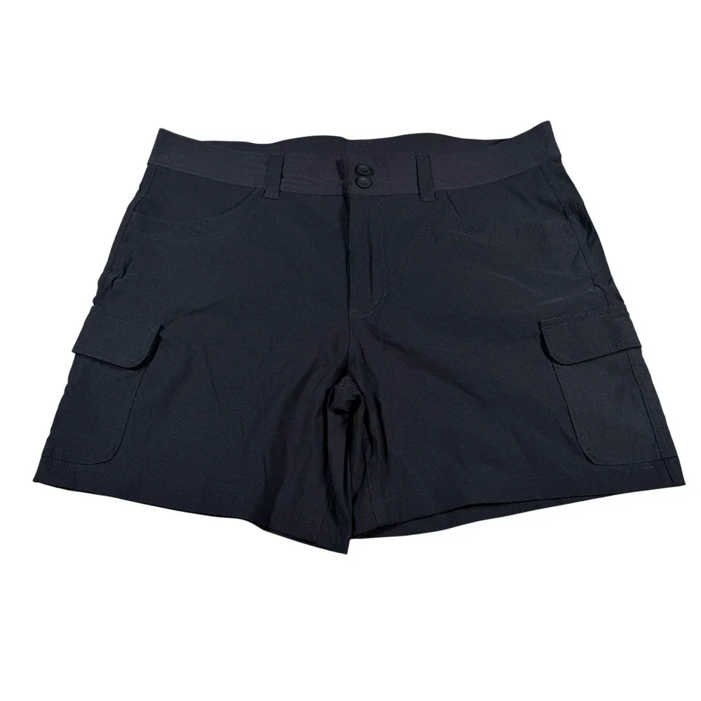Eddie Bauer Summer Trail Shorts Women 14(FITS 36x5.5) Black Cargo Hiking Outdoor
